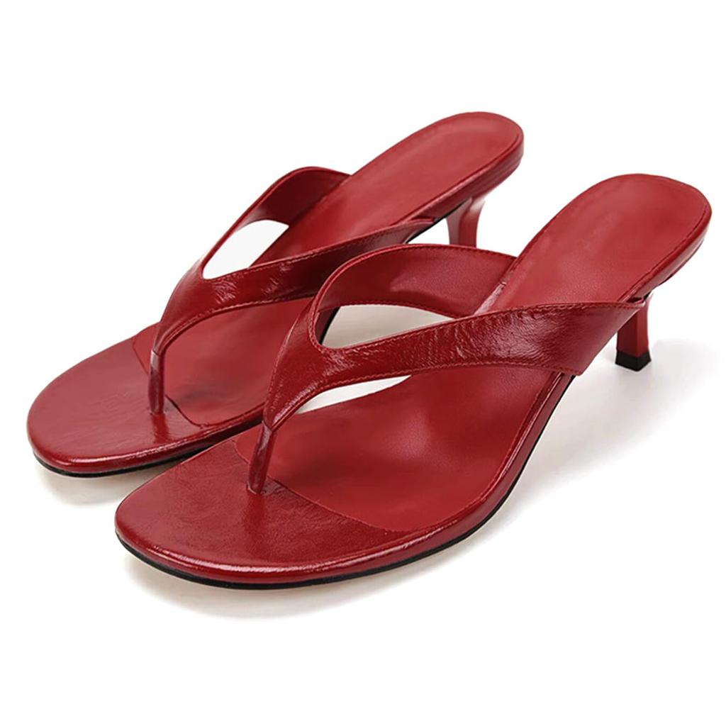 Minimalist Toe Thong Sandals for Women Summer Outdoor Wear Kitten Heel Slip On Open Toe Casual Slippers