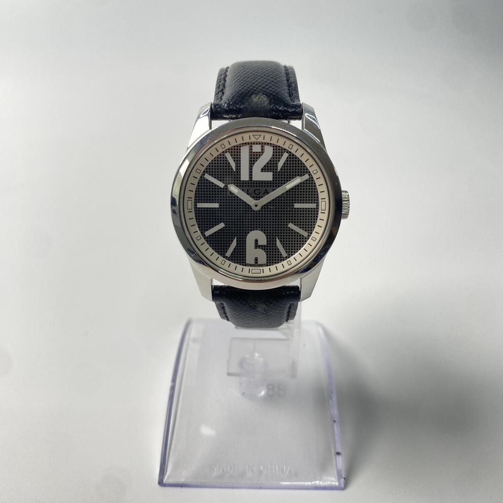 Gebrauchte BVLGARIUhren schwarz/Silber Edelstahl/Leder Herren