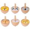 6 Stück/Set Naturholz Drehkreisel Spielzeug Cartoon Tier Holzkreisel Set Kinder