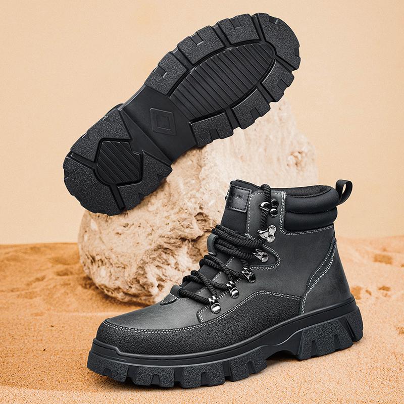 High Top Casual Walking Shoes for Men Outdoor Anti-Slip Ankle Boots Thick Sole Men Motocross Boots New Fashion Male Basic Boots
