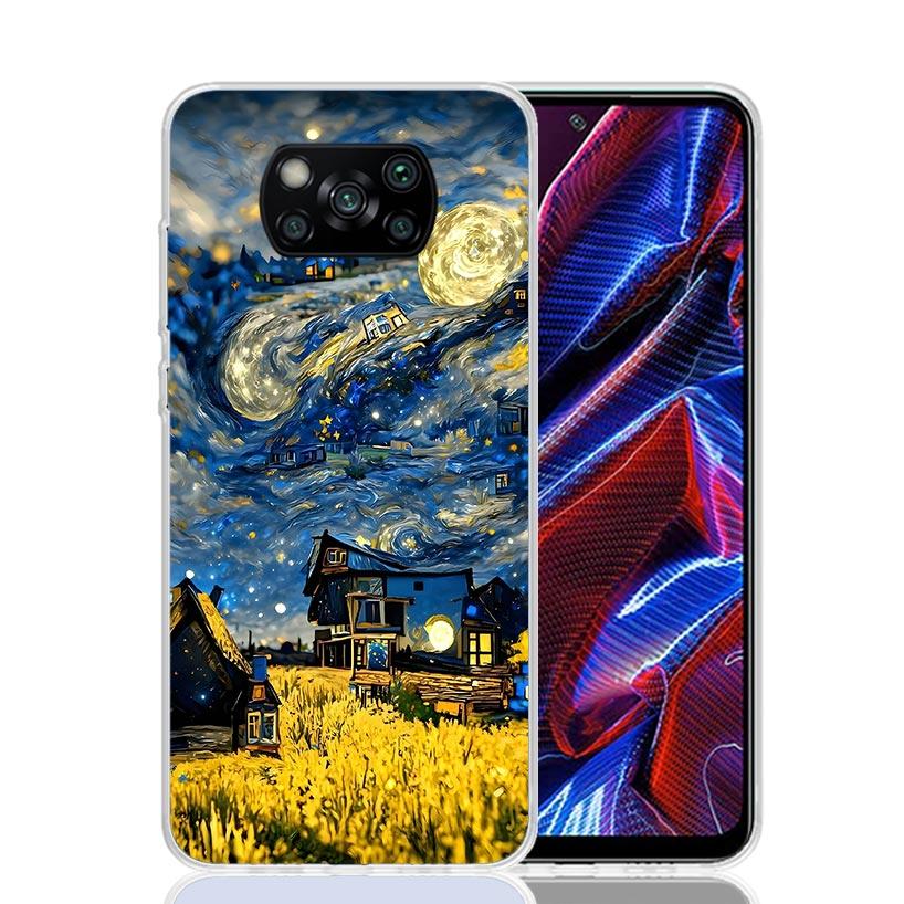 Starry Night Van Gogh Art Phone Case For Xiaomi Poco X7 X6 X5 Pro F7 Ultra Redmi 15C 15 13 13C 12 12C 10 10A 10C 9 9A 9C 9T Cove