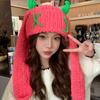Soft Warm Little Devil Long Ears Cap Elastic Knit Warm Windproof Cap  Cold Weather Wear