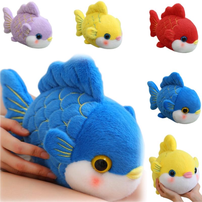 15-42Cm Cartoon Goldfish Plush Doll Pillow Red Blue Purple Yellow Fish Animal Stuffed Toy Home Decor Bag Pendant Gift For Girls