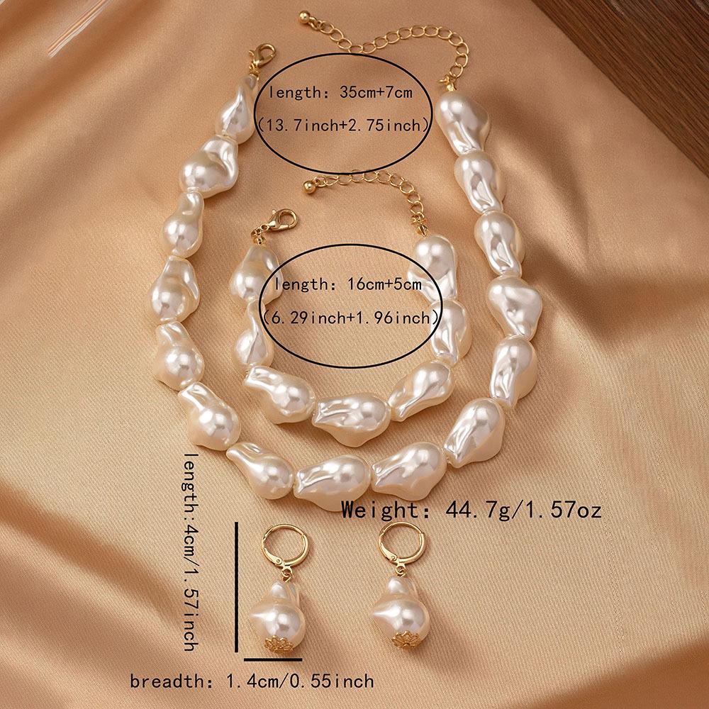 Special-shaped Pearl Necklace Bracelet Earrings Set Internet Celebrity Women's Jewelry Set