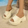 Fashion New Women's Slippers 2025 Summer Solid Round Toe Platform Beach Slippers Light Sandals Outdoor Casual Slippers Women