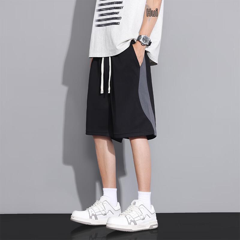 FARUISHI Men s Patchwork Sports Shorts L