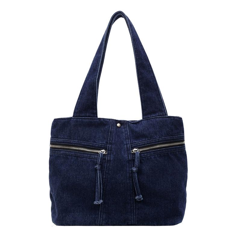 Casual Large-capacity Denim Bag Women's New Versatile Shoulder Bag Commuter Tote Bag