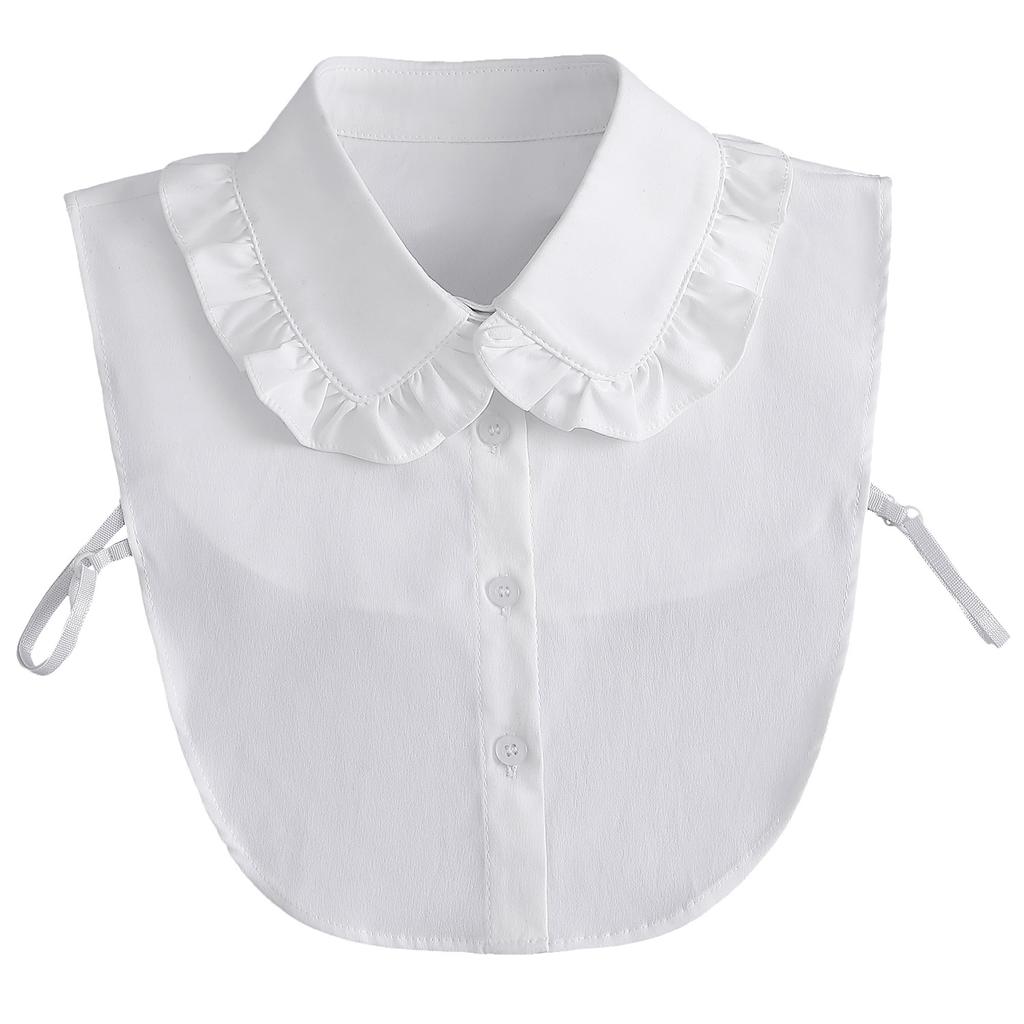 Hollow Lace Chiffon Doll Cotton Fake Collar Blouse Sweater Detachable Shirt Collar False Collar Lapel Women Top Collars Decor
