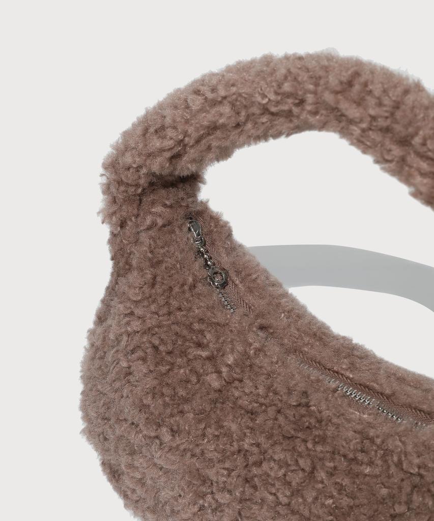 Covernat Woman Clover Heart Fluffy Hobo Bag Brown