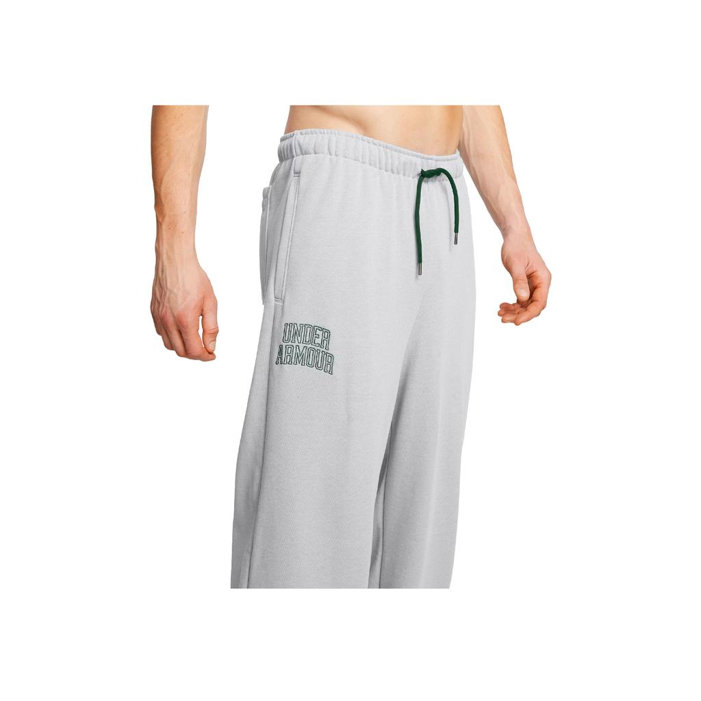 Under Armour Icon Hwt Terry Letter Print Breathable Comfortable Mid Waist Casual Pants Men Pants Light-Gray 1386551-011
