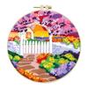 Landscape Stamped Cross Stitch Embroidery Kits with Hoop Cloth Color Thread