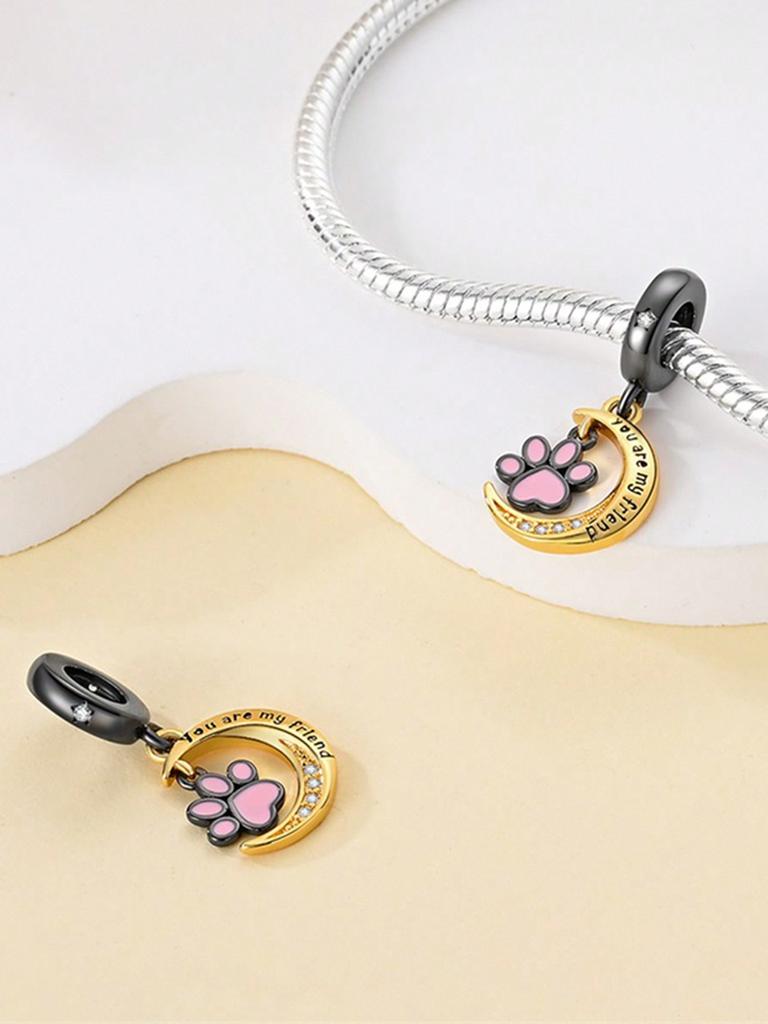 Charms Plata Moon Cat And Dog Beads Charm Copper Plated Fit Charms Copperoriginal Bracelet For Jewelry Making Diy Charm