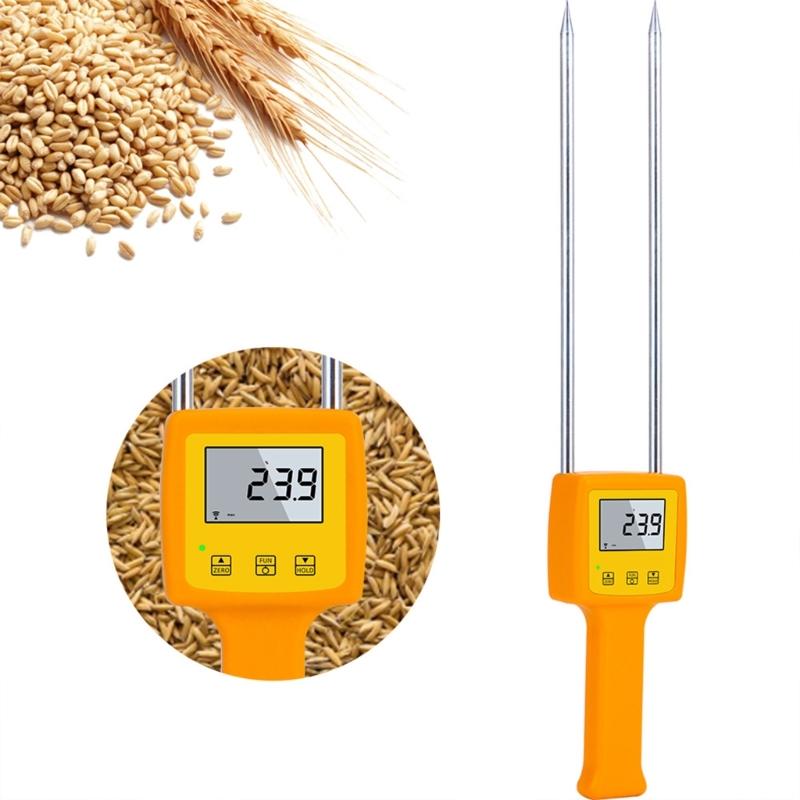 Digital Grains Meter Large Display Grains Humidity Meter Double Probes with Anti Slip Handle for Wheat Corn Bean Peanut