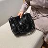 Simple Black Rock Bag Retro Lingerie Girl Shoulder Bag Fashion Soft Chain Girl Crossbody PU Material Car Stitching Craft Decorat