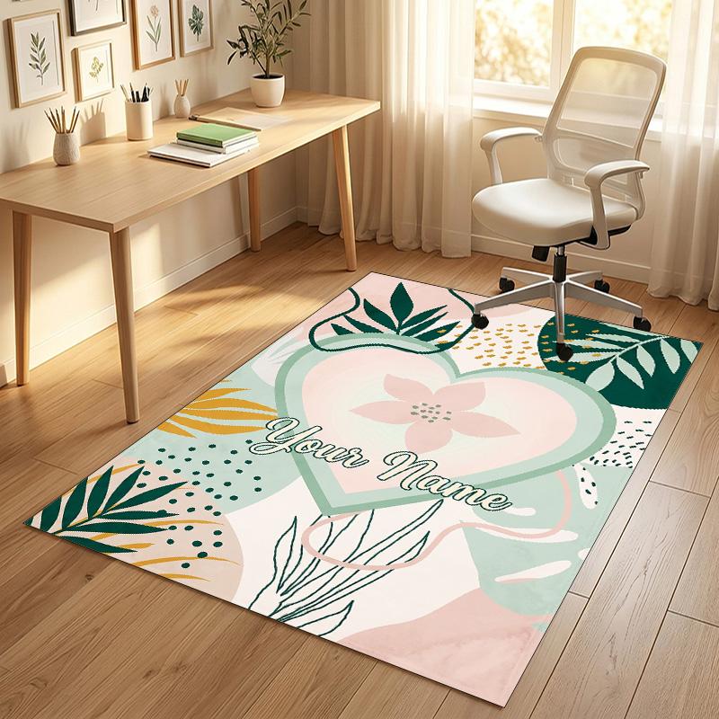 Native Art Theme Soft Crystal Velvet Rug Custom Name & Text Print Non Slip Floor Rug for Bedroom Living Room