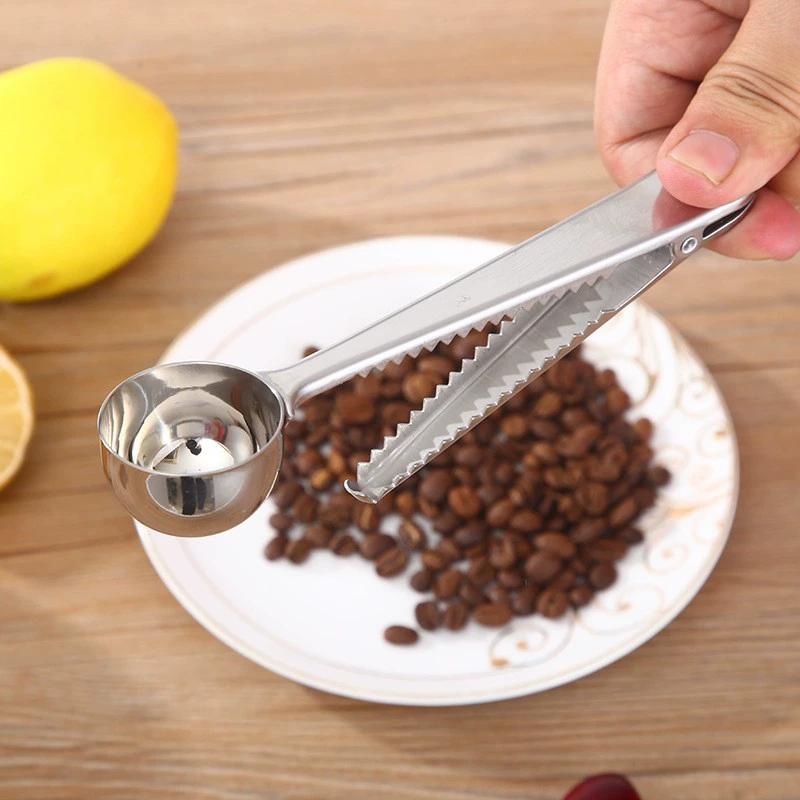 Stainless Spoon with Clip Small Kitchen Accessories Teaspoon Honey Coffee Spoon Condiments Scoop for Restaurant
