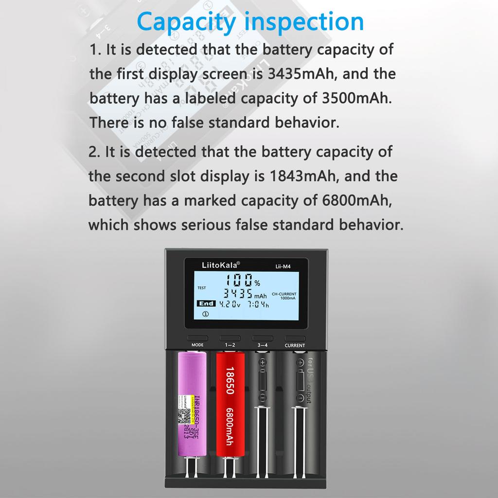 LIITOKALA LII-M4 4 gniazda ładowarka z wyświetlaczem LCD do 18650 26650 14500 AA AAA litowo NiMH