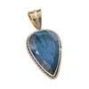 Natural Labradorite 925 Solid Sterling Silver Jewelry TwoTone Pendant 1.50" g9r75