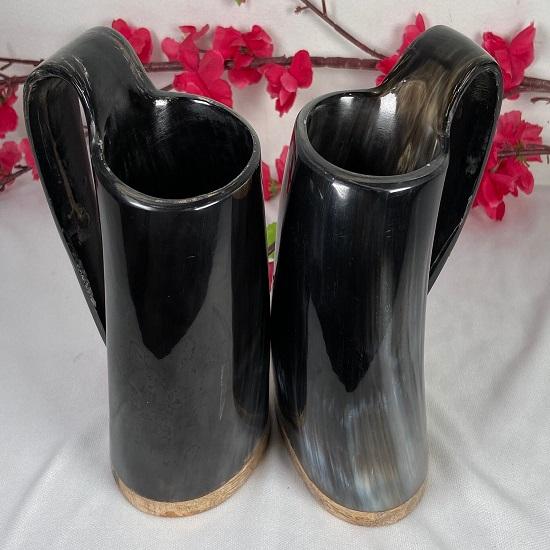 

Декоративный набор из 2 кружек для питья в виде рога викинга, аутентичный средневековый сосуд, покрытый безопасным для пищевых продуктов покрытием для эля, пива, медовухи, вина