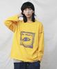 Deumakeu Square Logo Stitch Boxy Fit Long Sleeve T-Shirt Orange