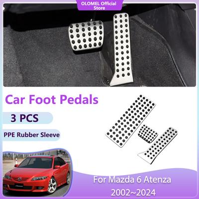 For Mazda 6 Atenza 2002~2024 Acessories Gas Covers Accelerator Alloy Car Pedals and Parts Fuel Brake Stainless Steel No Drilling
