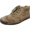 Spring Men'sShoes Short Boots Sewn Leather Boots High Top Leather Flat Bottom Outdoor Work Wear Casual Shoes Large Size Sneakers