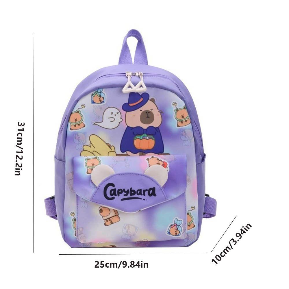 Large Capacity Cartoon Animal  Schoolbag Nylon Kids Book Bag Cartoon Capybara Backpack  Kids