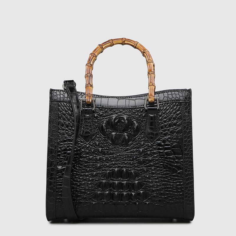 

Женские сумки из кожи с узором крокодила, сумка с бамбуковой ручкой, роскошная модная женская квадратная сумка через плечо, сумки-мессенджеры, мама тренд 2024 новинка