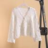 Women's Bohemian Hollow Knit Cardigan - Cotton Short-Sleeve, Lightweight for Spring/Summer