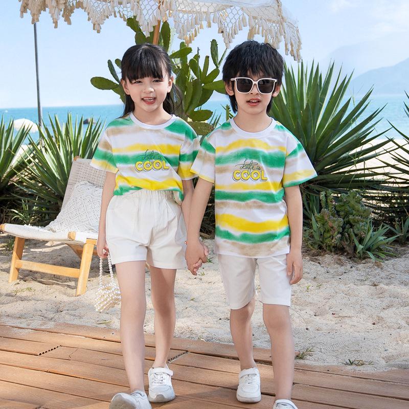 2025 Striped Korean-Style Parent-Child Casual Summer Outfits