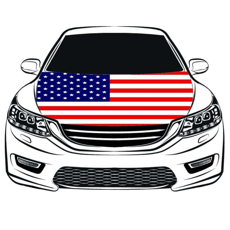 Patriotic American Flag Engine Hood Cover Elastic Polyester Hood Protector With Secure Clip For Auto Decor
