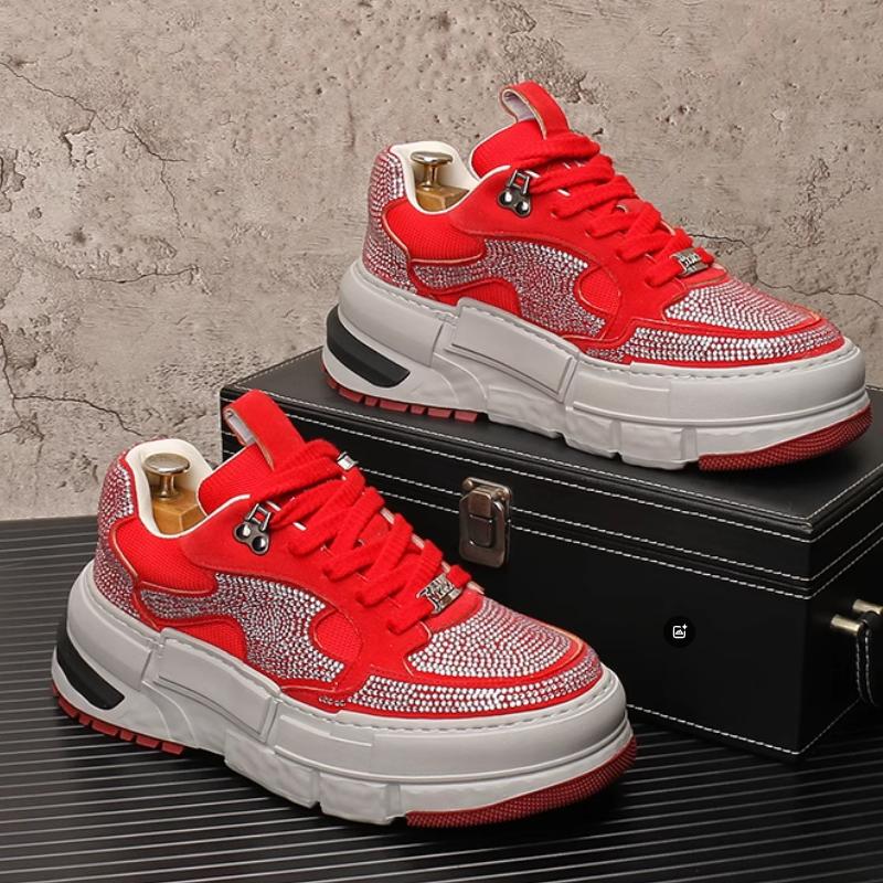 Summer new diamond-encrusted sneakers, niche thick-soled height-increasing shoes, fashionable and trendy casual shoes