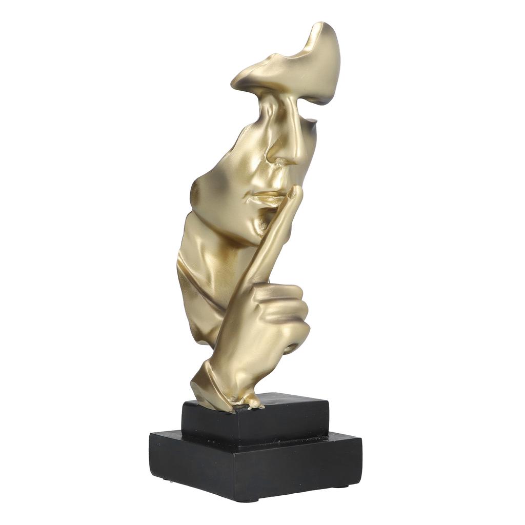 Silence Is A Golden Sculpture Simple Modern Abstract Keep Silent Figurine for Office Home Decor