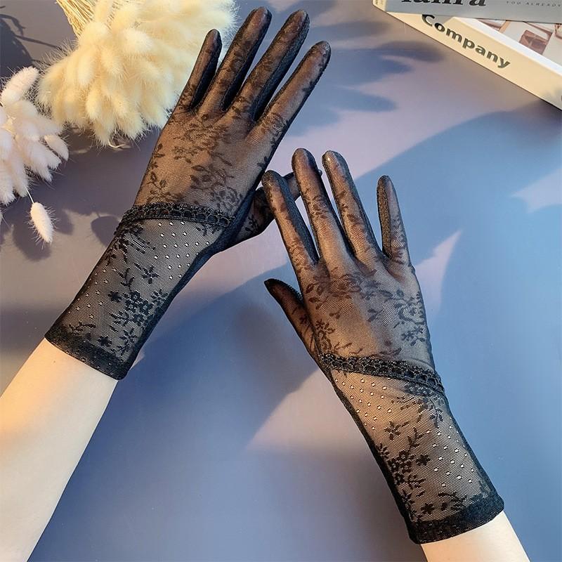 Sunscreen Lace Gloves Spring Bow Touch Screen Gloves Ladies Driving Breathable Outdoor Shade Cycling Summer Gloves