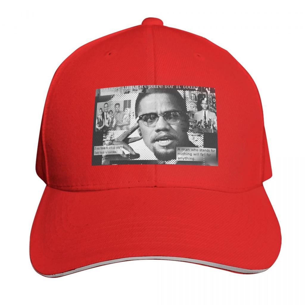 Malcom X Baseballkappe Snapback Flacher Schirm Strapback Dad Hat Sechs Bahnen Strukturierte Krone