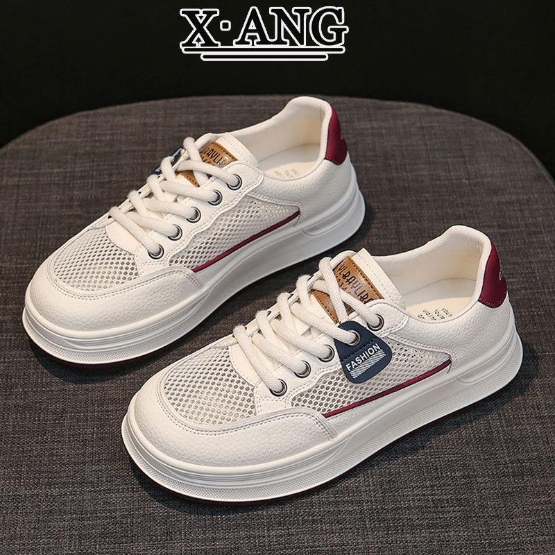 Summer Mesh Breathable Leather Little White Shoes Women's Shoes New Versatile Lightweight Casual Sports Shoes Board Shoes