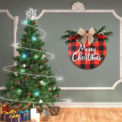 Bow Door Hanging Wall Hanging Christmas Decorations LED Light Wooden Letter House Number