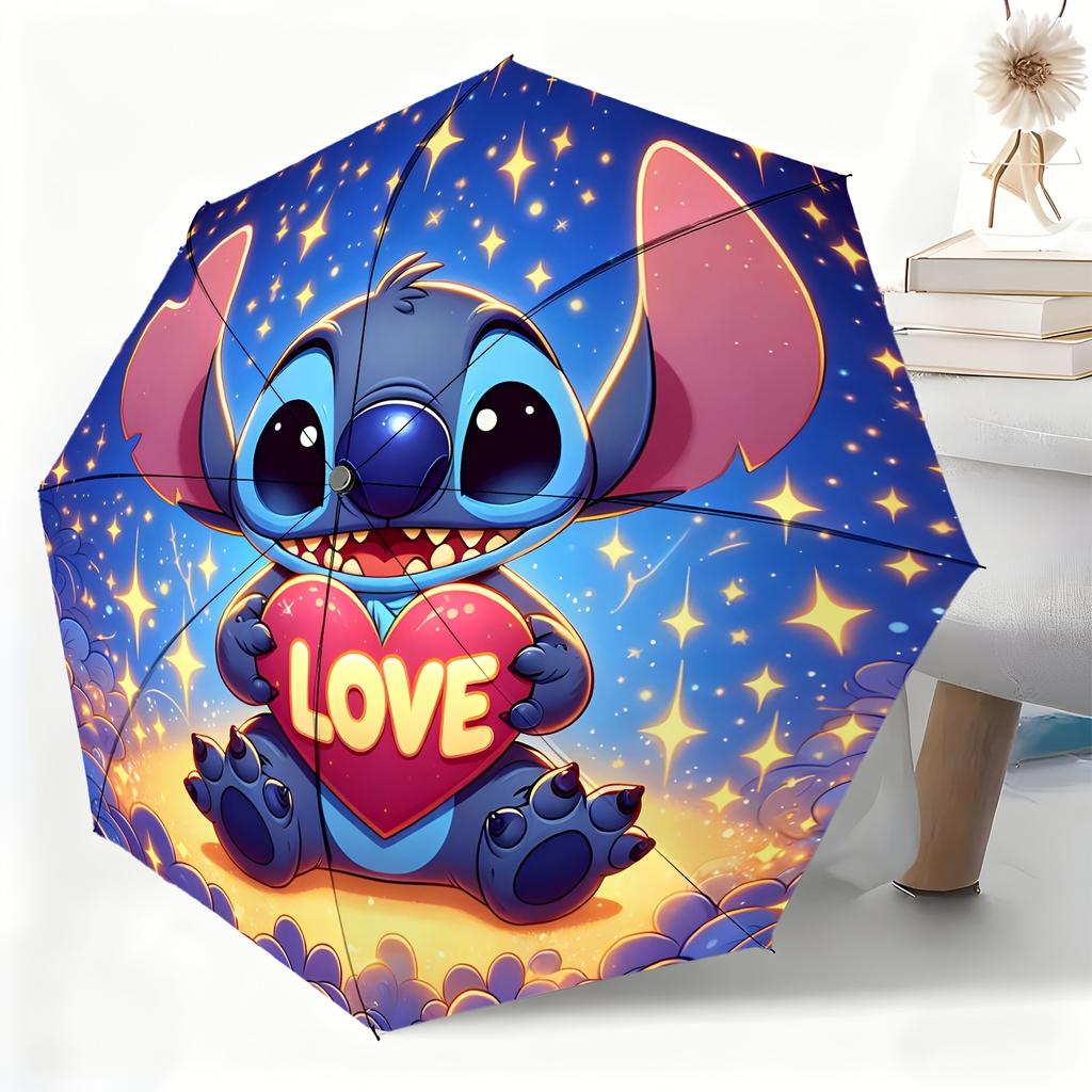 1pc Disney Licensed Cute Stitch Automatic Umbrella | All-Weather, Portable Folding Umbrella, Ideal For Christmas And Birthday