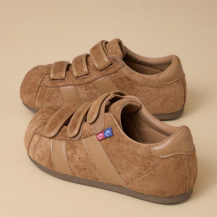 Suede Velcro big head German training shoes women's 2025 autumn new height-increasing casual board shoes versatile and thin single shoes