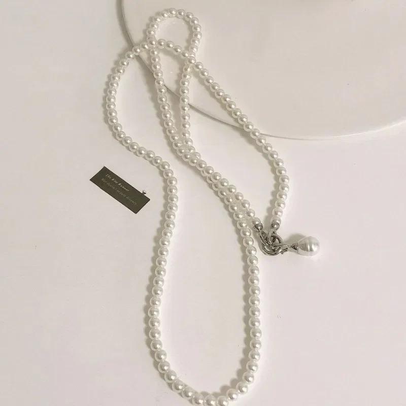 Ins New Trendy Pearl Waist Chain Crossbody Strap Women's Fashion Heart-shaped Mirror Pendant Jewelry Belt Skirt Suit Accessories