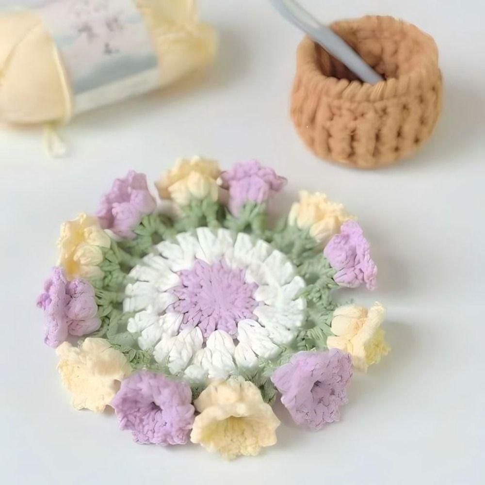 Heat Resistant Crochet Coasters Handwoven Coffee Table Cupmat Rose Placemat  Mother's Day Gift