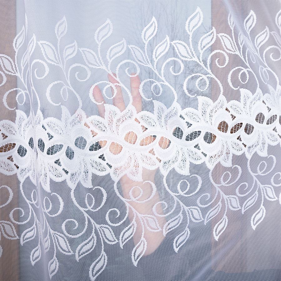 BASTIA - Ready-made Jacquard Curtain with a Straight Hem - 400x160 Cm - White