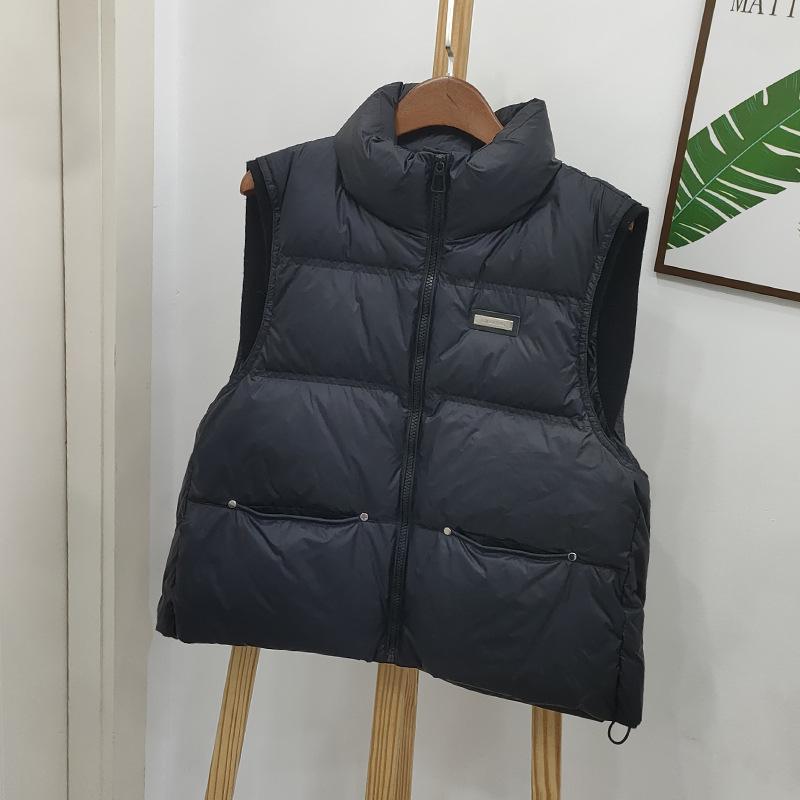 

Женский пуховый жилет с вязаными рукавами в корейском стиле - Коллекция Осень/Зима 2025 Medium чёрный