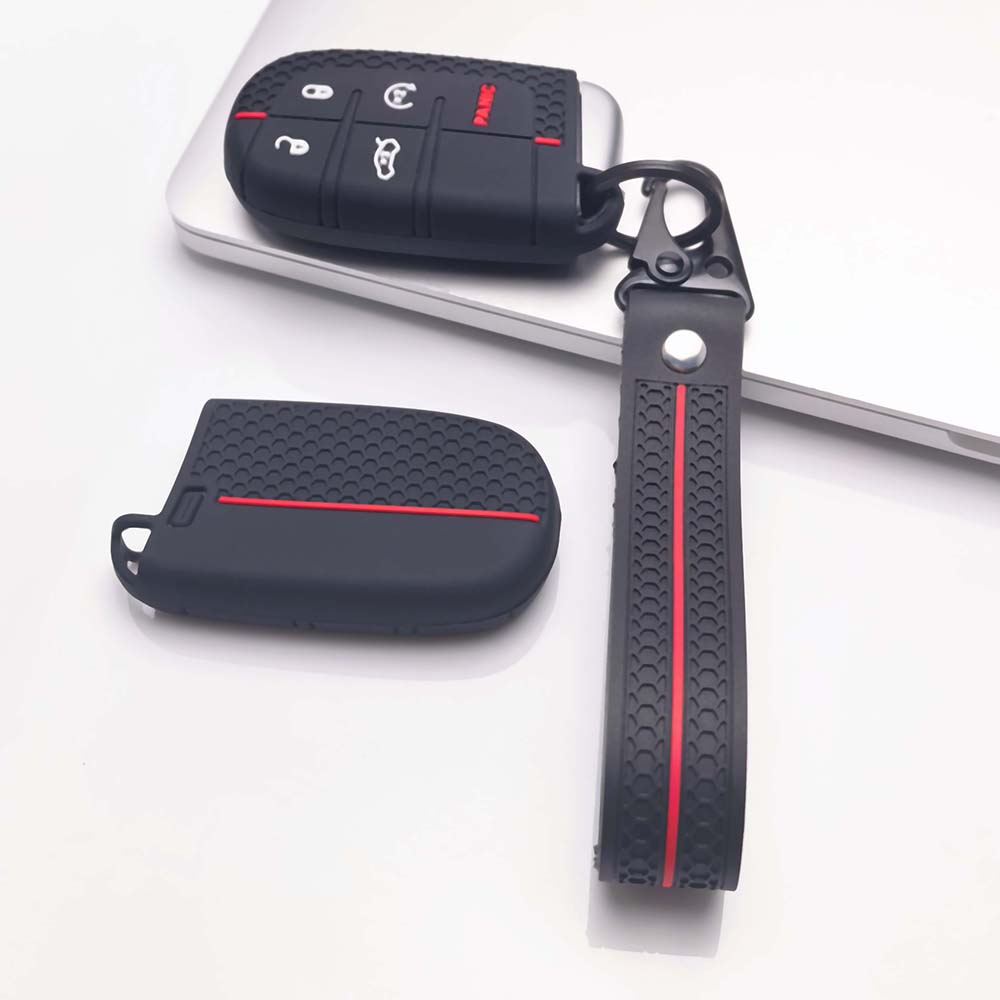 Key Fob Cover for Jeep cherokee charger challenger durango grand 300 pacifica with Keychain Anti-Scratch Guard Shockproof Protection
