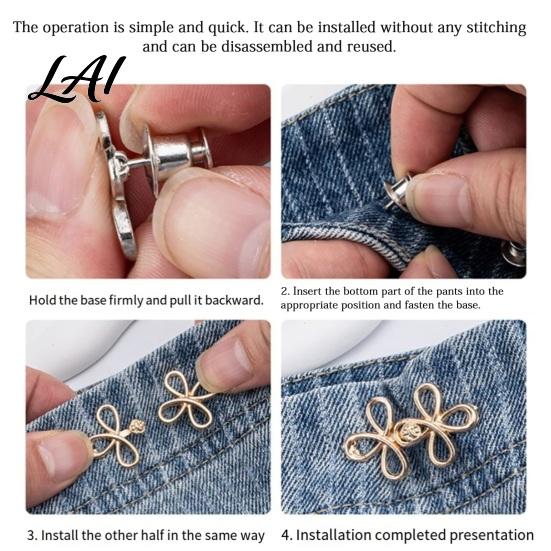 Jeans Waist Tightener Six-Leaf Pants Button Detachable Loose Button Pin Tightening Pins No Sewing Required Buckle Clothing Accessories Easy