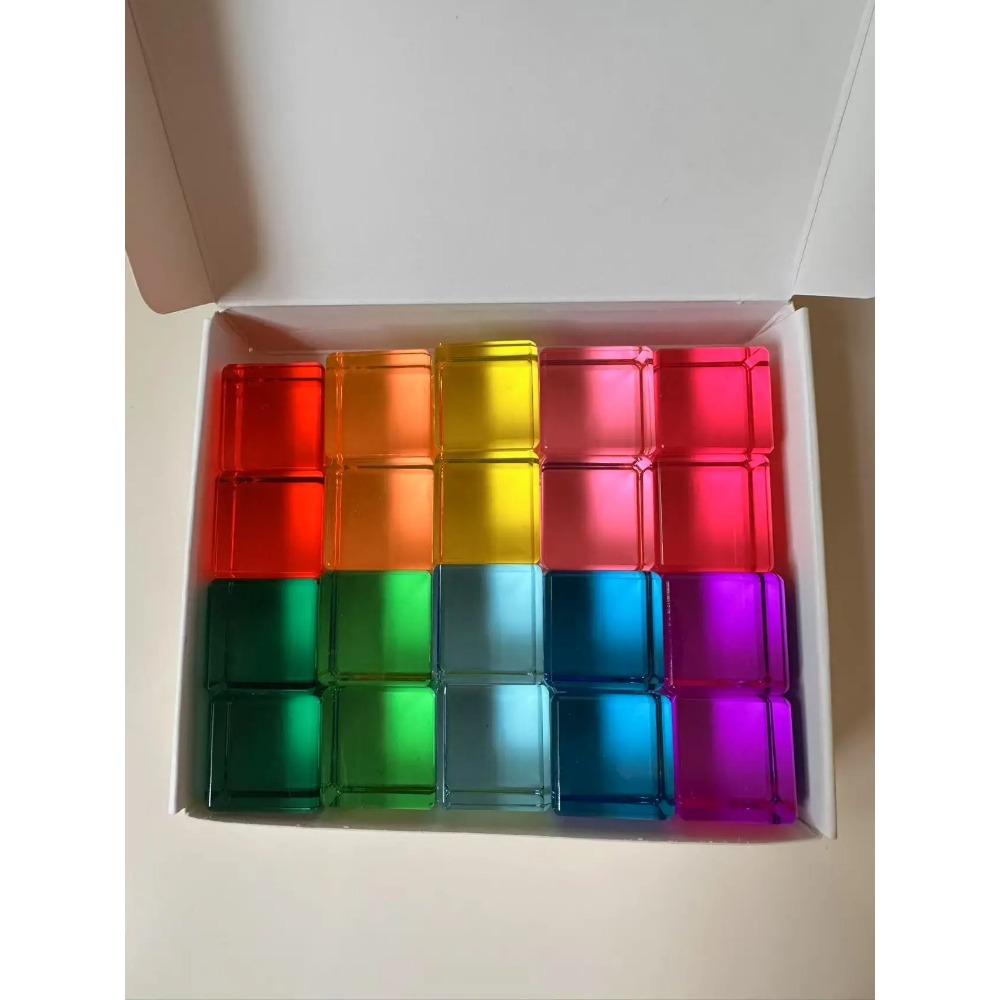 Nový design Montessori hračky prohlédnou duhové Lucite stohovací bloky Akryl Vysoce transparentní pro děti Open Play
