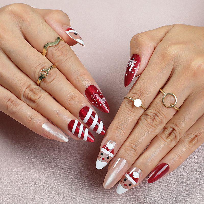 

Set of 24 High-Quality 3D Ripple Flower French Nails - Medium-Long Wearable Nail Art Tips