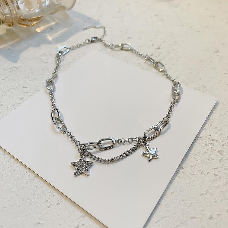 Sweet and cool necklace women, hip-hop accessories, full of diamonds, new trendy cold wind collarbone chain light luxury