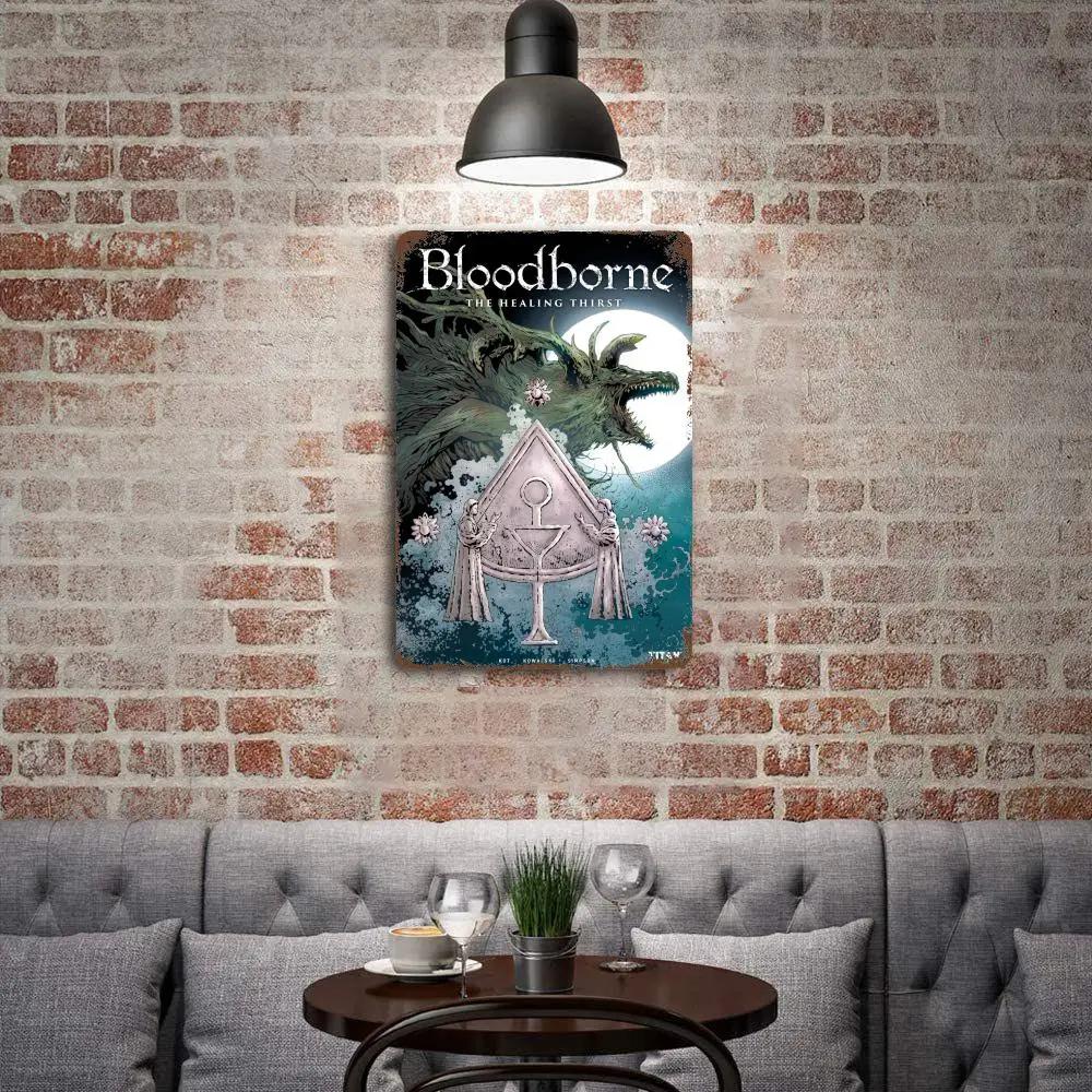 Bloodborne Video Game Metal Decor Poster Vintage Tin Sign Metal Sign Decorative Plaque for Pub Bar Man Cave Club Wall Decoration