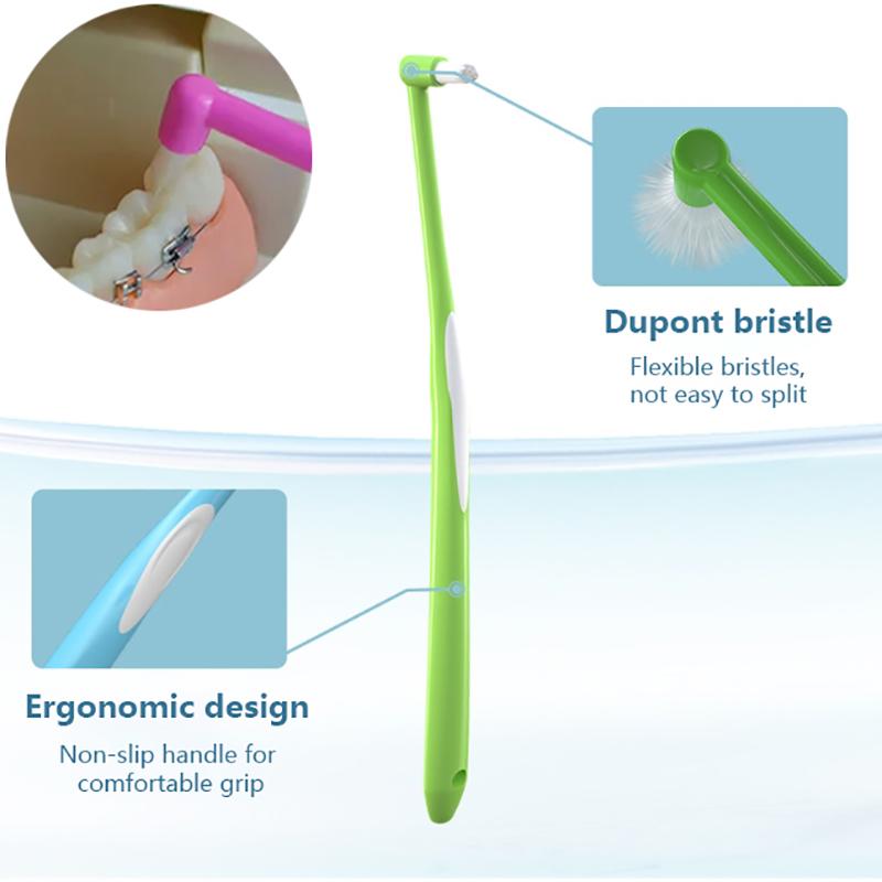 1Pcs Orthodontic Interdental Brush Single-Beam Soft Teeth Cleaning Toothbrush Oral Care Tool Small Head Soft Hair Implant Adult